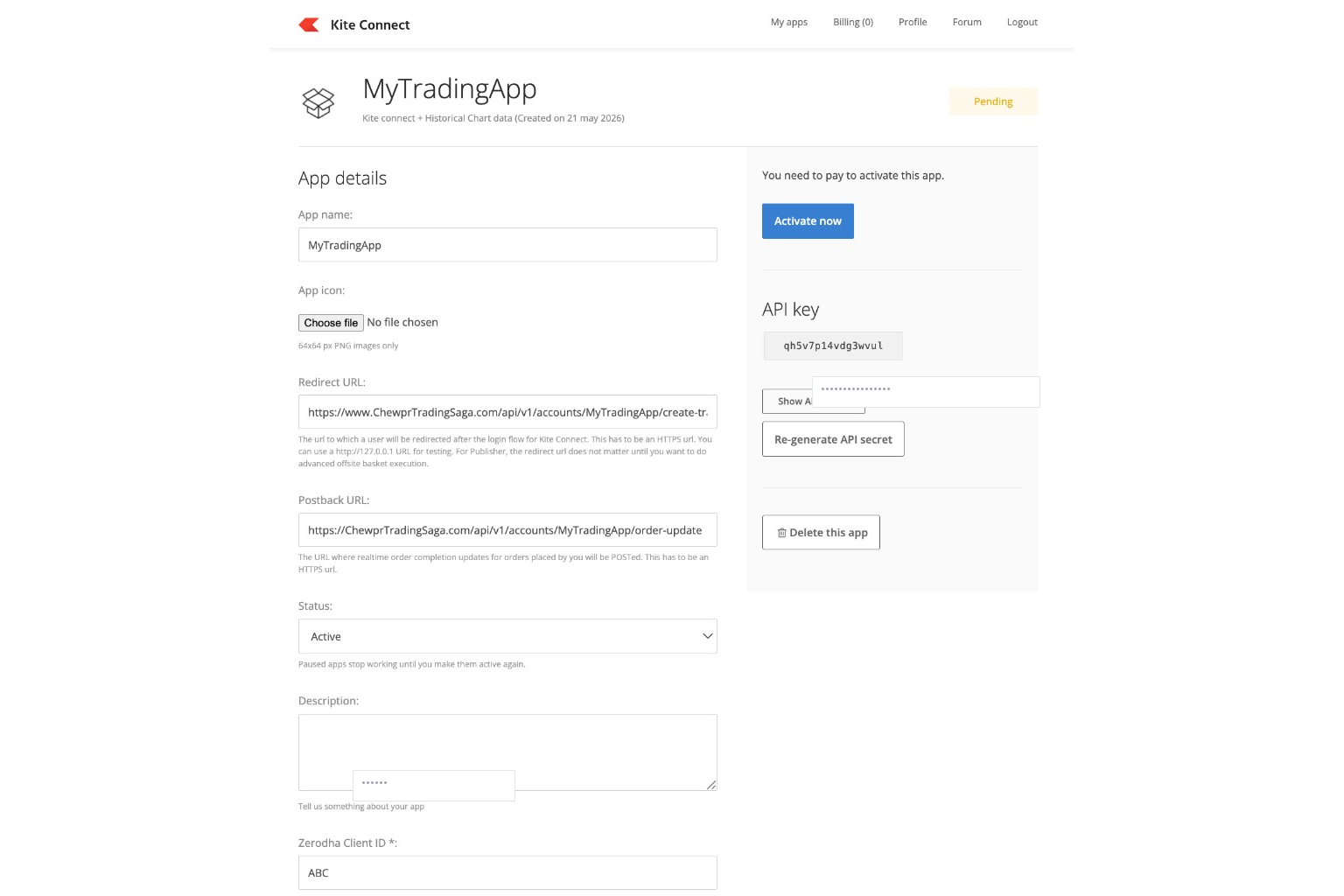 App details page